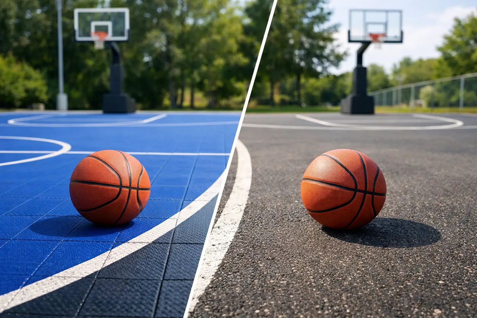 Sportbodenfliesen oder Asphalt beim Basketball?