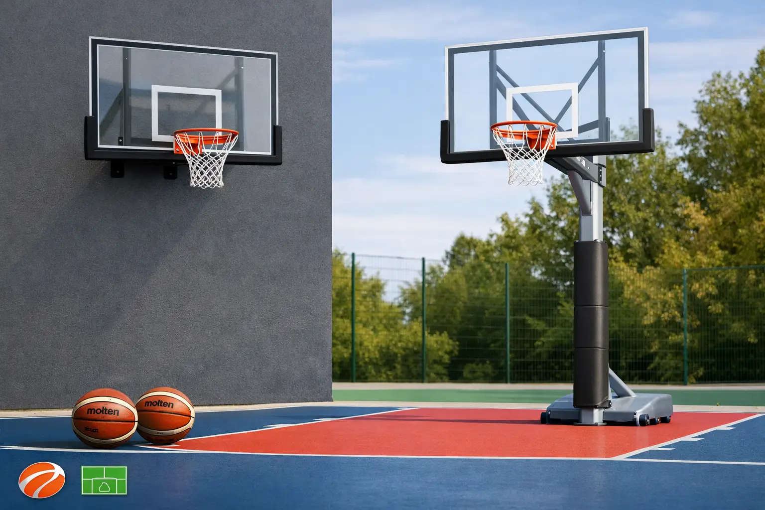 Wandkorb Standkorb Vergleich für Basketballplätze