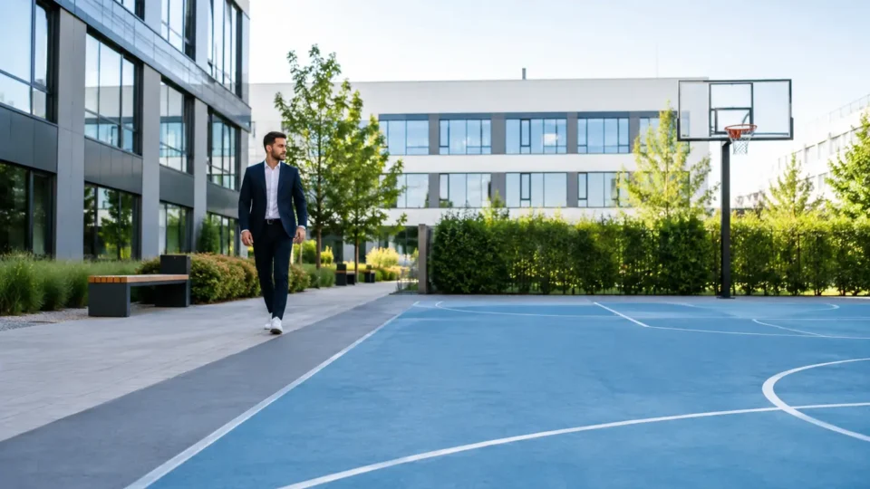 Firmen Court Branding Beispiel für starke Flächen