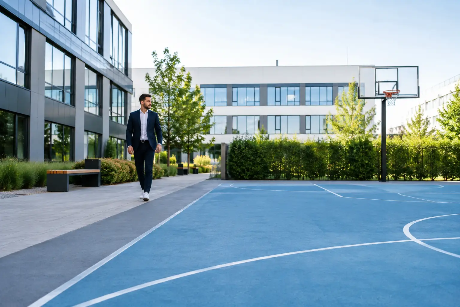 Firmen Court Branding Beispiel für starke Flächen